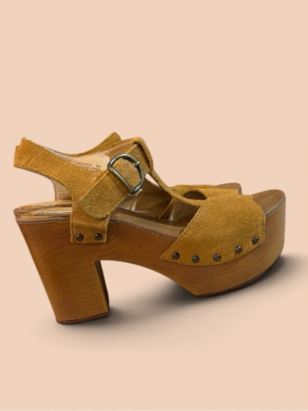 Steve Madden Lagunna Suede Platform Clog Sandals Tan Brown Size 8